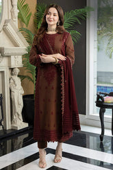 3 Piece - Unstitched Fully Embroidered Lawn Fabric with Chiffon Dupatta AJ-56