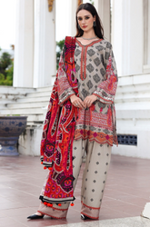 3 Piece - Unstitched Digital Printed Khaddar Fabric With Embroidered Laces CH-75