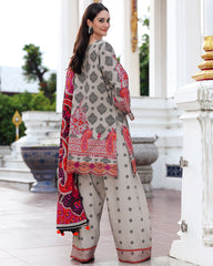 3 Piece - Unstitched Digital Printed Khaddar Fabric With Embroidered Laces CH-75