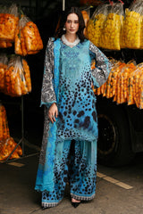 3 Piece - Unstitched Digital Printed Khaddar Fabric With Embroidered Laces CC-81 B