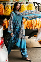 3 Piece - Unstitched Digital Printed Khaddar Fabric With Embroidered Laces CC-81 B